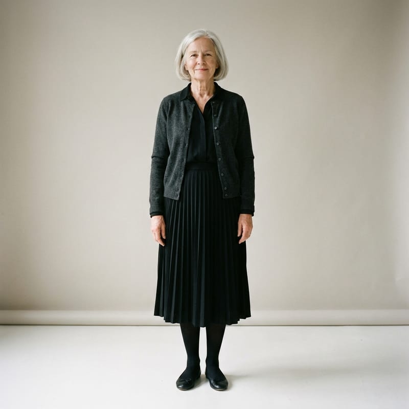 Black skirt and cardigan