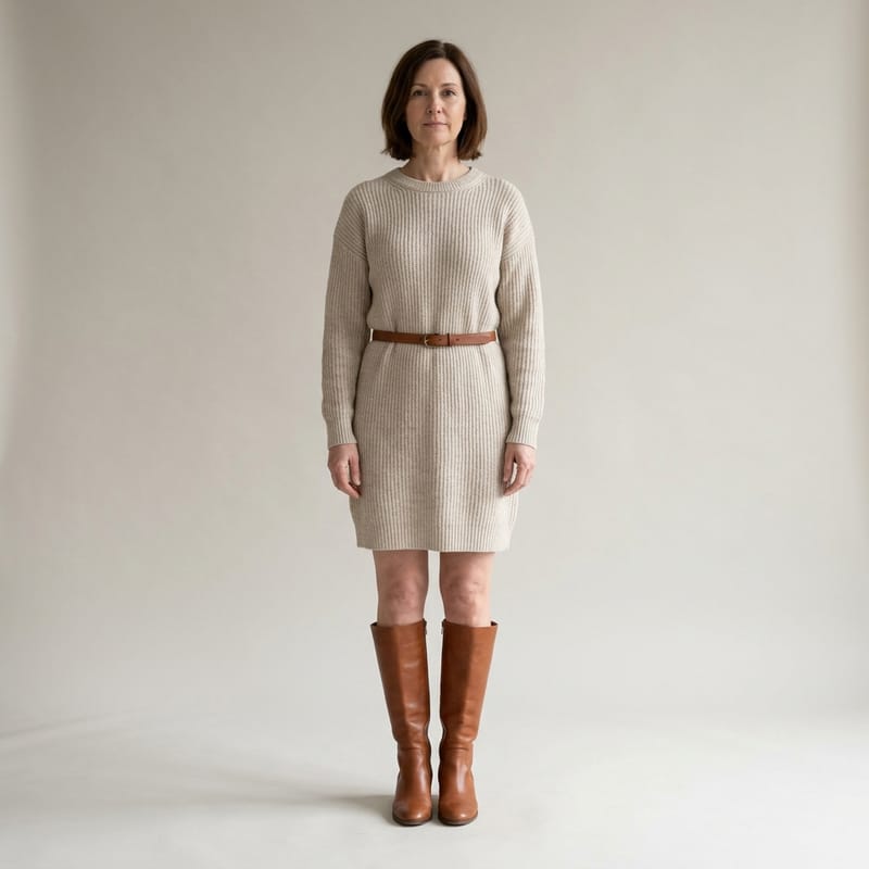 Sweater dress and boots